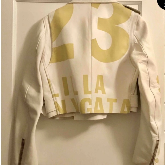 Acne Road Petite White Leather Motorcycle Jacket - Picture 6 of 8